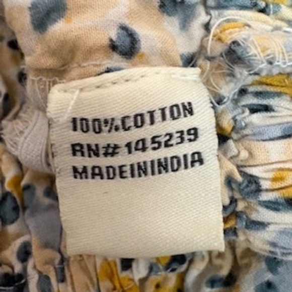 Floral Print Smocked Cropped Blouse Puffed Sleeve V-Neck Size S Sim & Sam Women - Picture 7 of 8